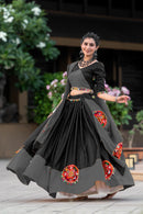 Black Embroidered Navratri Chaniya Choli with Dupatta – Traditional Garba Outfit