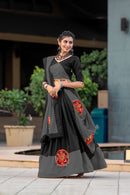 Black Embroidered Navratri Chaniya Choli with Dupatta – Traditional Garba Outfit