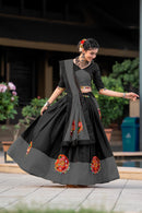 Black Embroidered Navratri Chaniya Choli with Dupatta – Traditional Garba Outfit