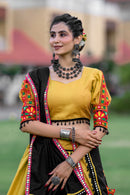 Rajwadi Mustard Yellow Gamthi Work Navratri Chaniya Choli