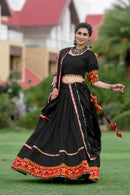 Black Rajwadi Gamthi Embroidered Navratri Chaniya Choli