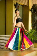 Navratri Special Multicolor Striped Chaniya Choli with Black Blouse