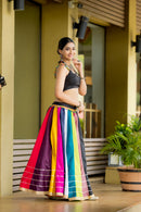 Navratri Special Multicolor Striped Chaniya Choli with Black Blouse