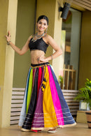 Navratri Special Multicolor Striped Chaniya Choli with Black Blouse