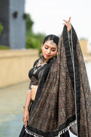 Black Ajrakh Print Chaniya Choli with Dupatta – Traditional Navratri & Garba Wear