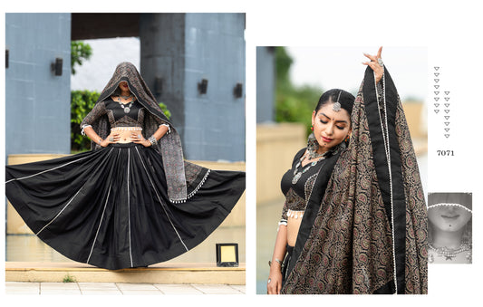 Rajwadi Pure Cotton Black Printed Navratri Chaniya Choli