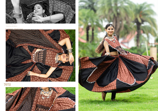Rajwadi Black Maroon Cotton Printed Navratri Chaniya Choli