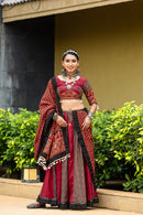 Maroon & Black Ajrakh Print Navratri Chaniya Choli with Traditional Dupatta