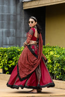 Maroon & Black Ajrakh Print Navratri Chaniya Choli with Traditional Dupatta