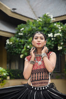 Elegant Ajrakh Print Black & Maroon Navratri Chaniya Choli Set