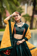 Rajwadi Green & Mustard Pure Cotton Navratri Chaniya Choli