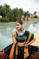 Elegant Green & Mustard Navratri Chaniya Choli with Bandhani Dupatta – Festival Special