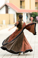 Rajwadi Black Maroon Printed Cotton Navratri Chaniya Choli