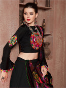 Black Gamthi Embroidered Navratri Lehenga Choli with Dupatta