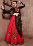 Black & Red Kutchi Embroidery Navratri Chaniya Choli – Traditional Mirror Work Lehenga Choli with Dupatta