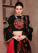 Black & Red Kutchi Embroidery Navratri Chaniya Choli – Traditional Mirror Work Lehenga Choli with Dupatta