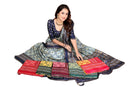 Navy Blue & Sky Blue Banarasi Silk Saree with Geometric Weaving Design & Contrast Blouse