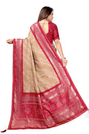Traditional Bandhej Printed Silk Saree with Rich Red Border & Matching Blouse