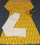 Yellow South Cotton Printed Kurti Set with Pants
