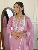 Elegant Pink Embroidered Kurti Pant with Dupatta Set – Party Wear 3 Piece Suit