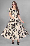 Floral Print V-Neck Flared Maxi Dress