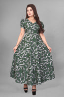 Floral Print V-Neck Flared Maxi Dress