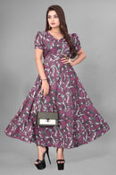 Floral Print V-Neck Flared Maxi Dress