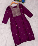 Maroon Rayon Embroidered Kurti for Women – Stylish Long Top