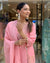 Festive Pink Roman Silk Suit with Cowry Shell & Sequin Embroidery