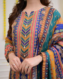 Multicolor Fox Georgette 3-Piece Long Suit Set with Printed Dupatta | Chikankari-Style Yoke