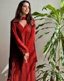 Premium Chanderi Mirror-Work 3-Piece Suit Set with Dupatta (Multiple Colours)