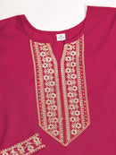 Pink Cotton Kurti with Stylish Embroidery & Sequence Work – Elegant Ethnic Wear for Women (Sizes XS to XXL)