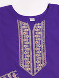 Purple Cotton Embroidery Sequence Work Kurti for Women – (Sizes XS to XXL)