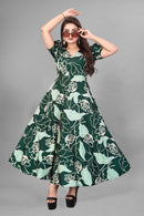 Floral Print V-Neck Flared Maxi Dress