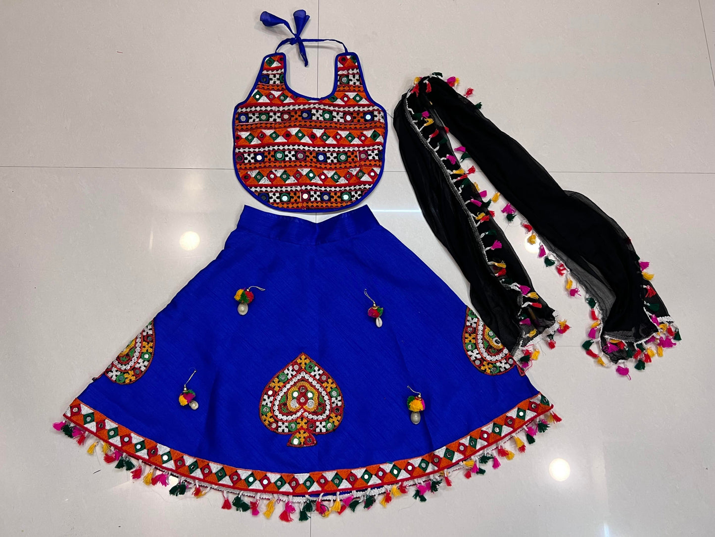Royal Blue Baby Girl Navratri Chaniya Choli with Embroidered Blouse & Dupatta (2–3 Years)