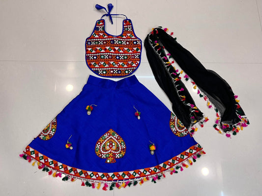 Royal Blue Baby Girl Navratri Chaniya Choli with Embroidered Blouse & Dupatta (2–3 Years)