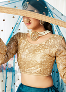 Heavy Sequined and Embroidered Soft Net Lehenga Choli in Mauve-Pink