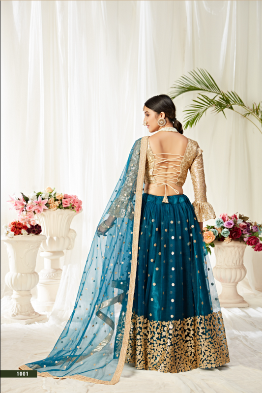 Heavy Sequined and Embroidered Soft Net Lehenga Choli in Mauve-Pink