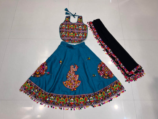 Rama Kids Navratri Chaniya Choli with Embroidered Garba Dancer & Dupatta (8–9 Years)