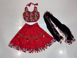 Red Baby Girl Navratri Chaniya Choli with Embroidered Blouse & Dupatta (6M–1Y)