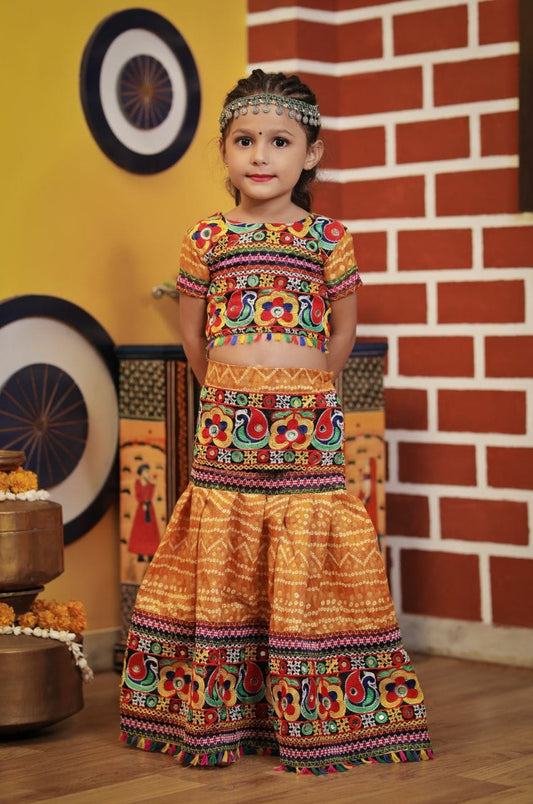 Kids Yellow Navratri Chaniya Choli with Gamthi & Mirror Work (Age 2–13 Years)