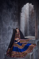 Royal Blue Navratri Chaniya Choli with Multicolor Gamthi Embroidery & Mirror Work – Traditional Garba Outfit